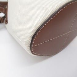 Burberry 2-way shoulder bag, canvas, leather, ladies, white, natural, multi-brown, 8070576A1395