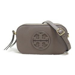 Tory Burch Mirror Crossbody Shoulder Bag Leather Women's Gray Clamshell 145667093