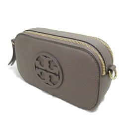 Tory Burch Mirror Crossbody Shoulder Bag Leather Women's Gray Clamshell 145667093