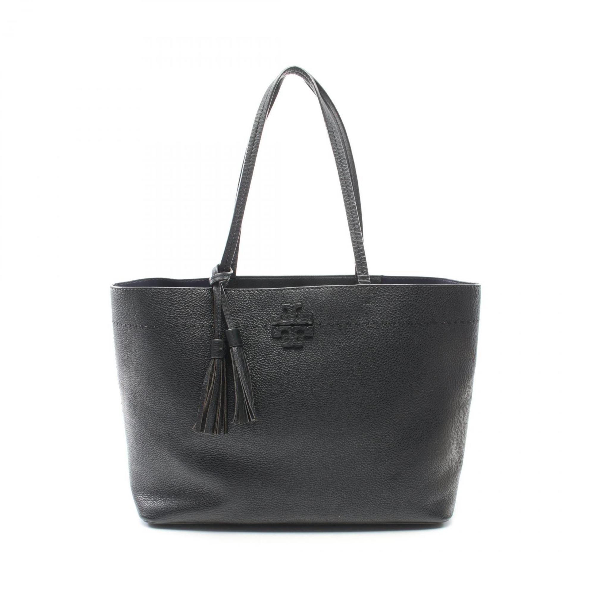 Tory Burch McGraw Tote Bag Leather Women's Black