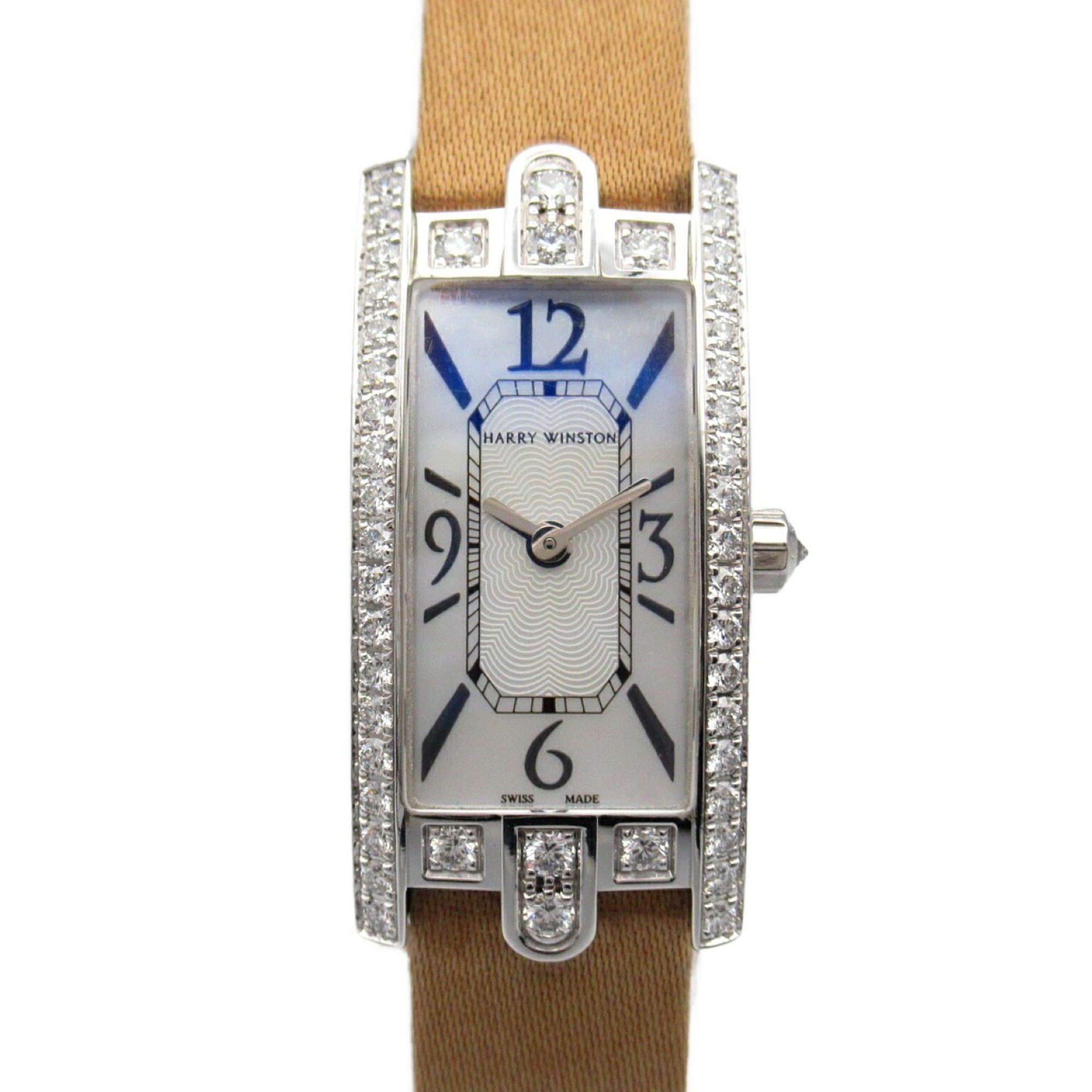 Harry Winston HARRY WINSTON Avenue C Watch K18WG (White Gold) Leather Strap Women's White Shell AVCQHM16WW024