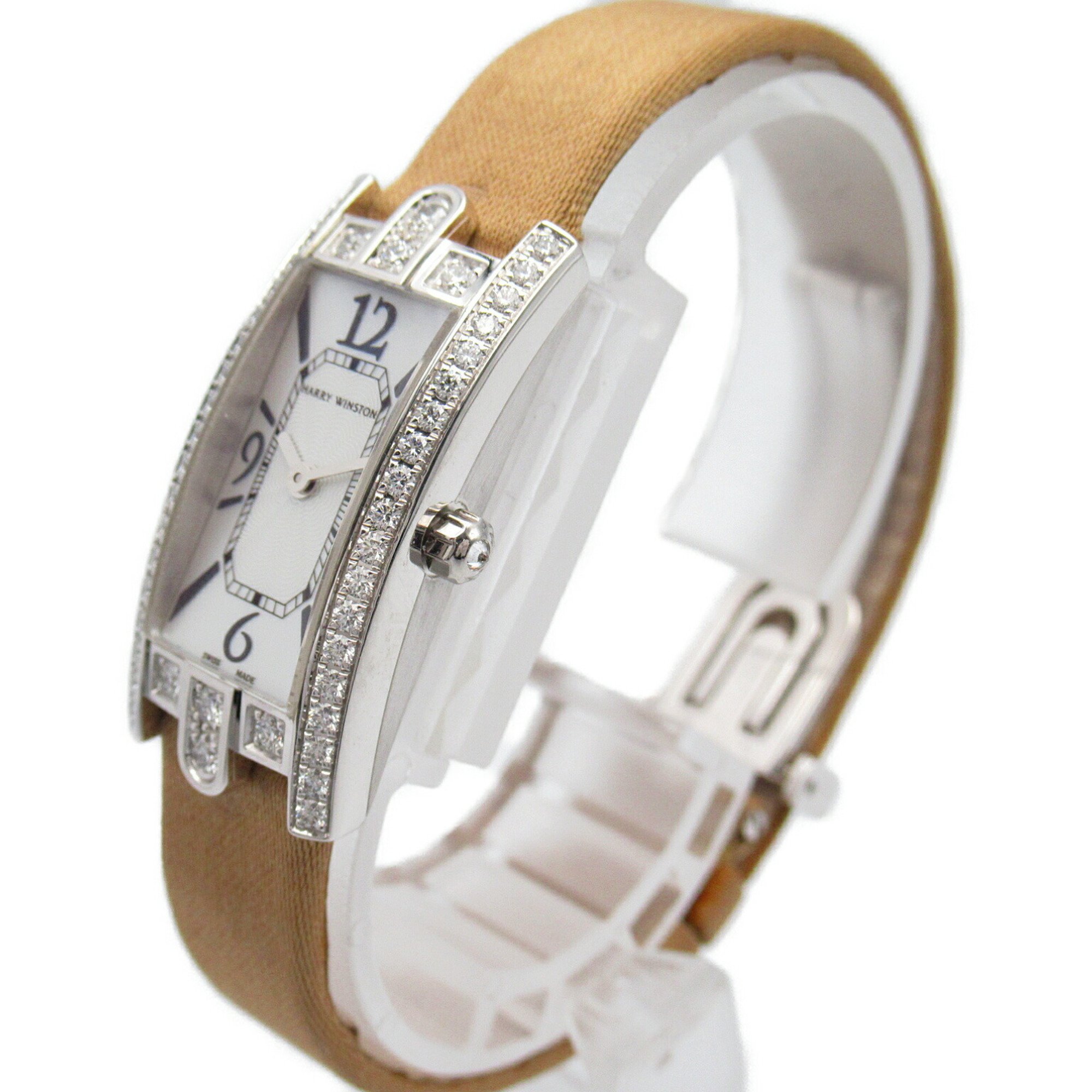 Harry Winston HARRY WINSTON Avenue C Watch K18WG (White Gold) Leather Strap Women's White Shell AVCQHM16WW024