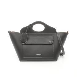 Burberry Soft Pocket Handbag Bag Leather Women's Black