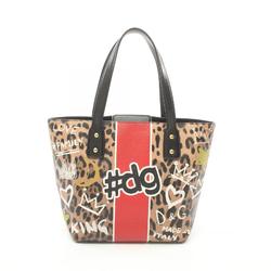 Dolce & Gabbana BEATRICE Tote Bag, Coated Canvas, Leather, Women's, Brown, Multicolor