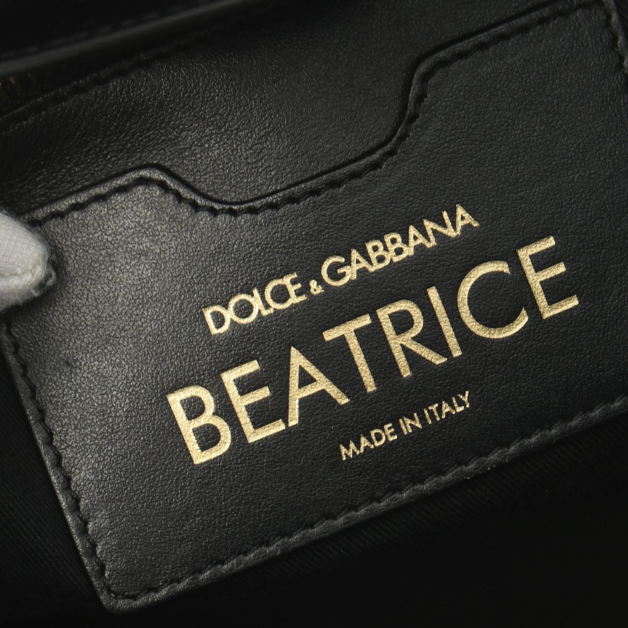 Dolce & Gabbana BEATRICE Tote Bag, Coated Canvas, Leather, Women's, Brown, Multicolor