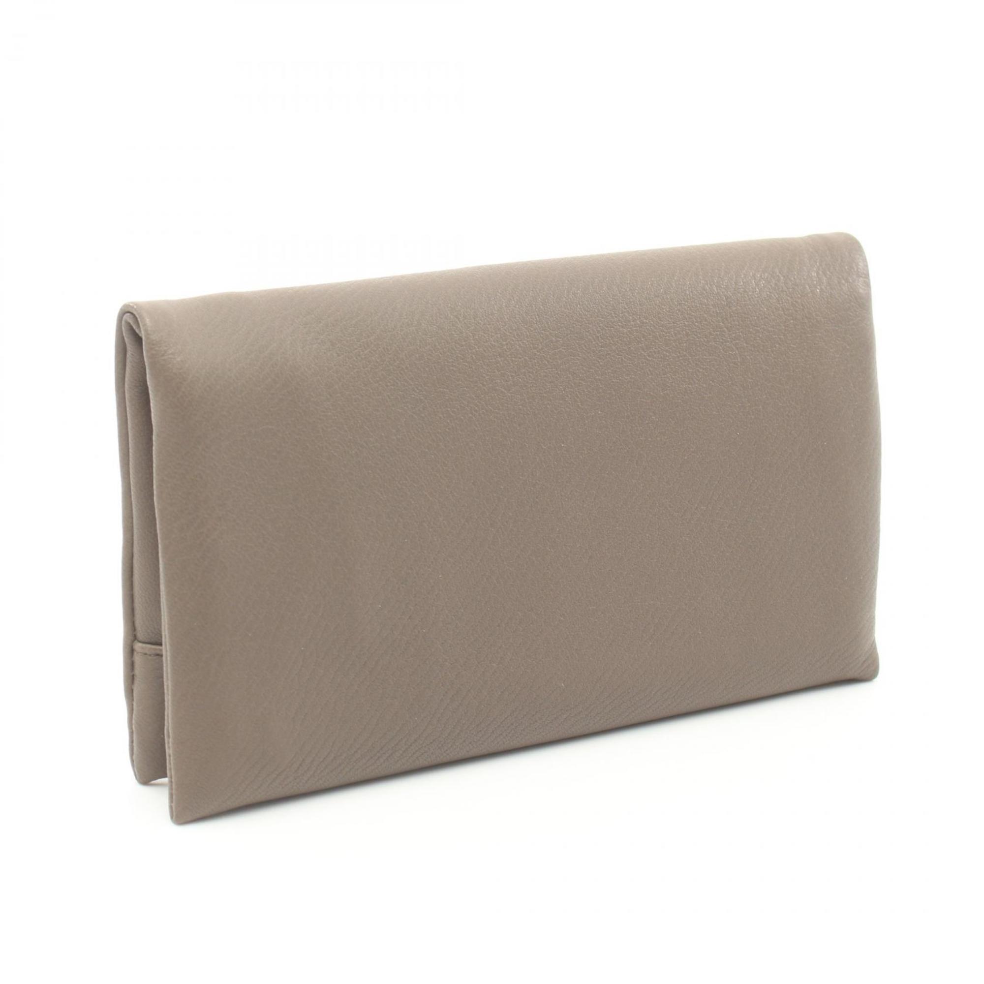 PRADA CERVO Bi-fold Long Wallet Leather Women's Beige 1MS001