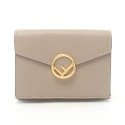 FENDI F IS Tri-fold Wallet Leather Women's Beige 8M0395