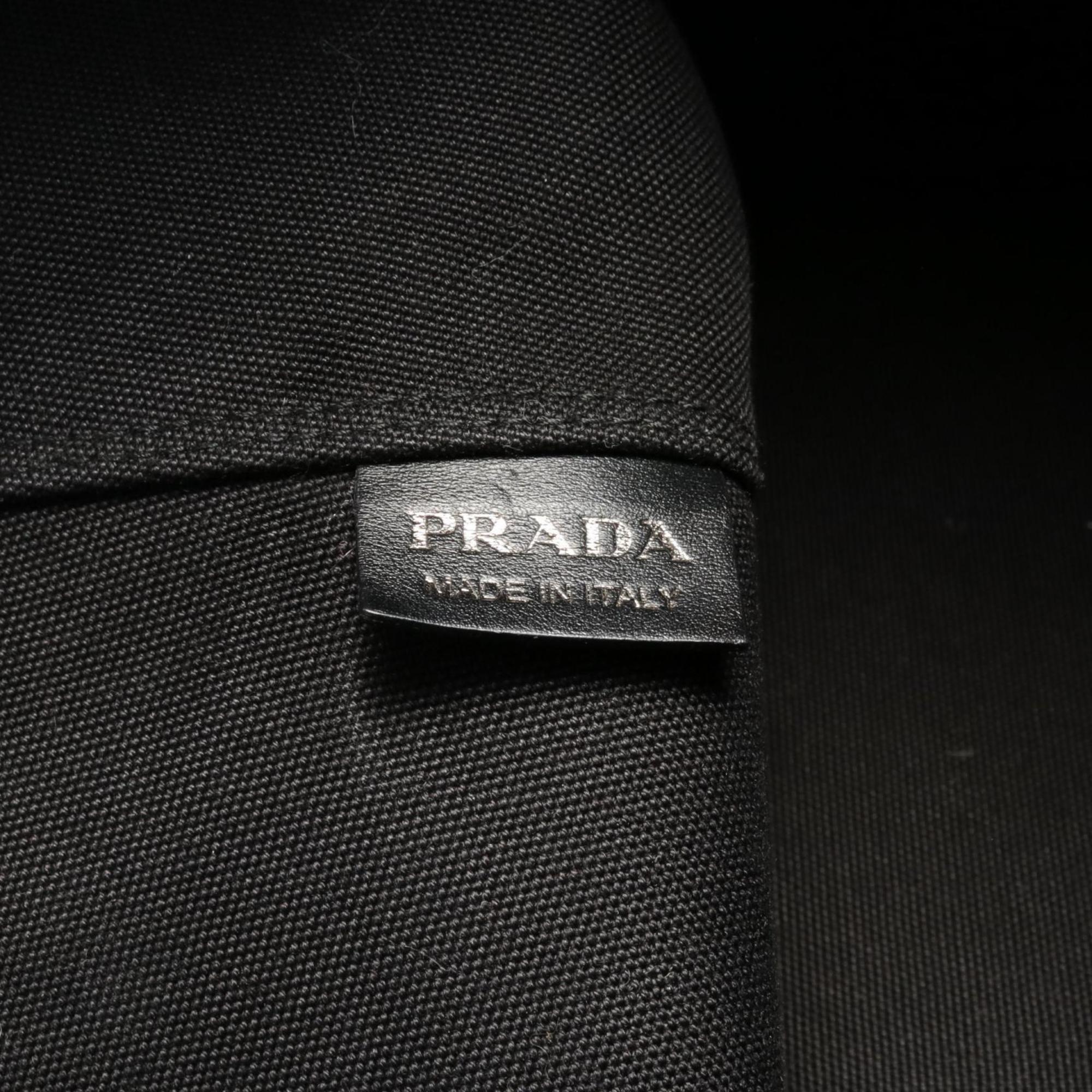 PRADA DENIM+CITY CALF Tote Bag, Denim, Leather, Women's, Navy, Black, 1BG244