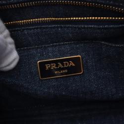 PRADA CANAPA Tote Bag, Denim, Women's, Navy, 1BG439