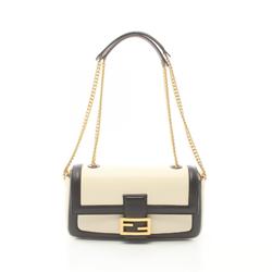 FENDI Baguette Shoulder Bag Leather Women's White Black 8BR783