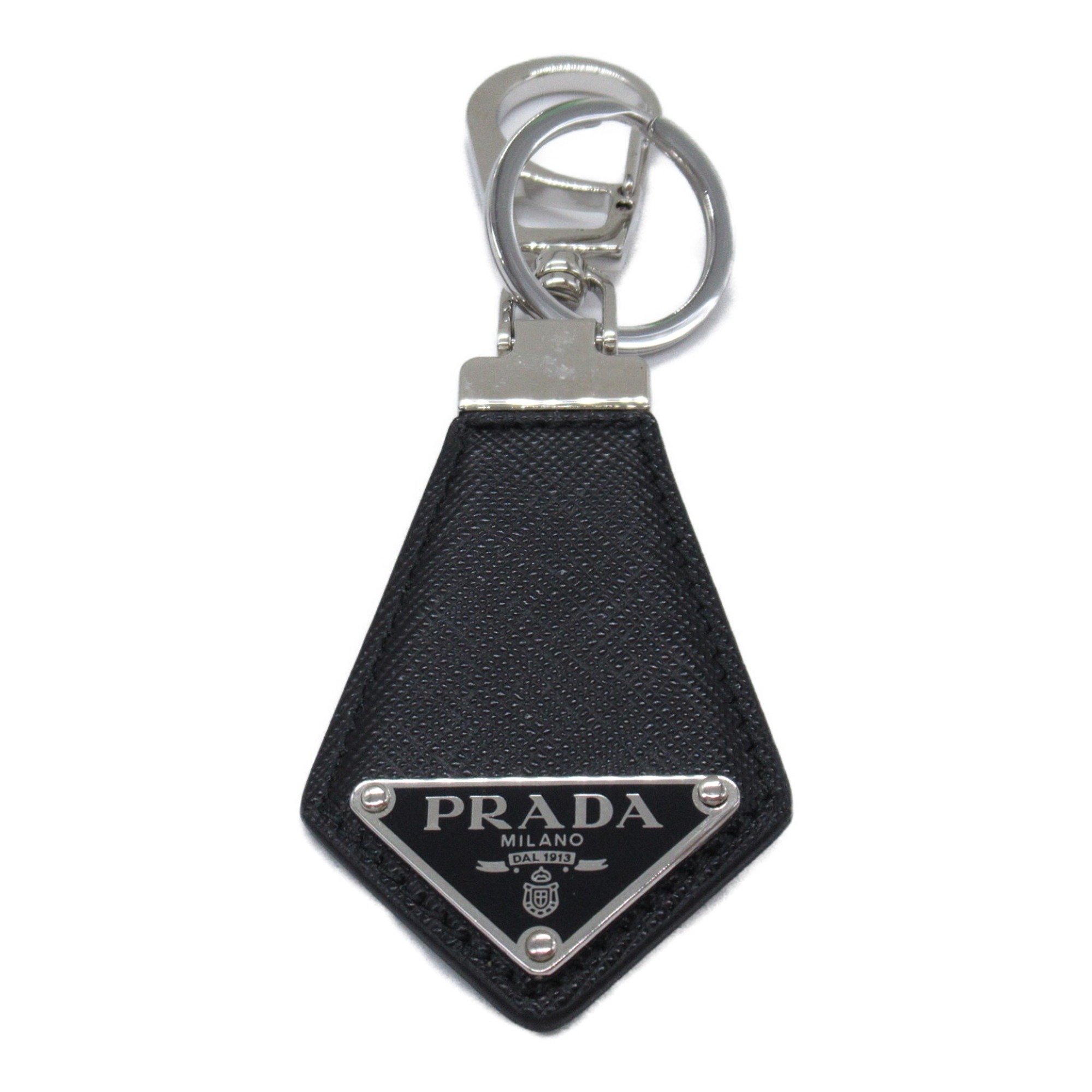 PRADA Keychain Keyring Saffiano Leather Men's Black 2PP041053F0002