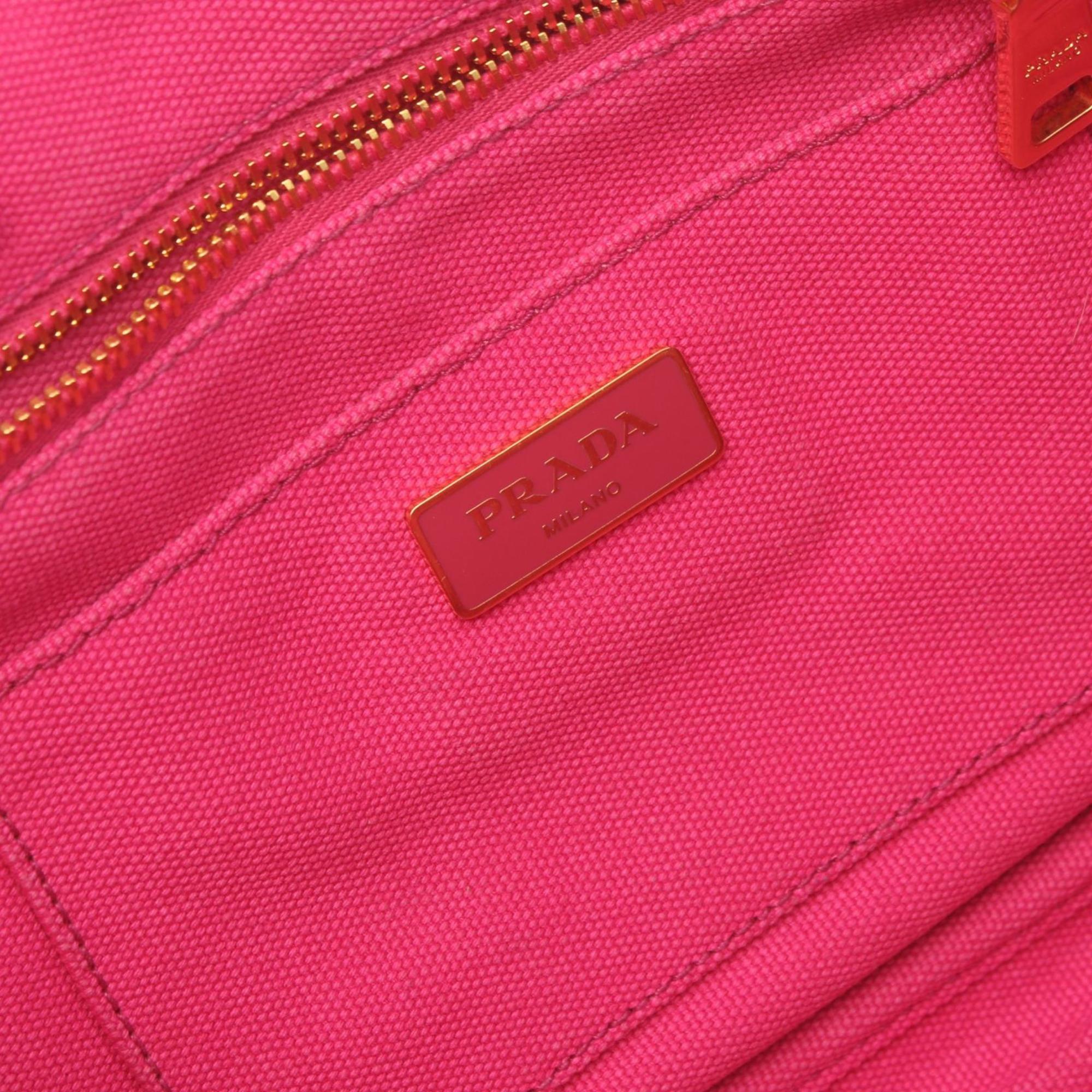 PRADA Canapa Tote Bag Canvas Women's Pink