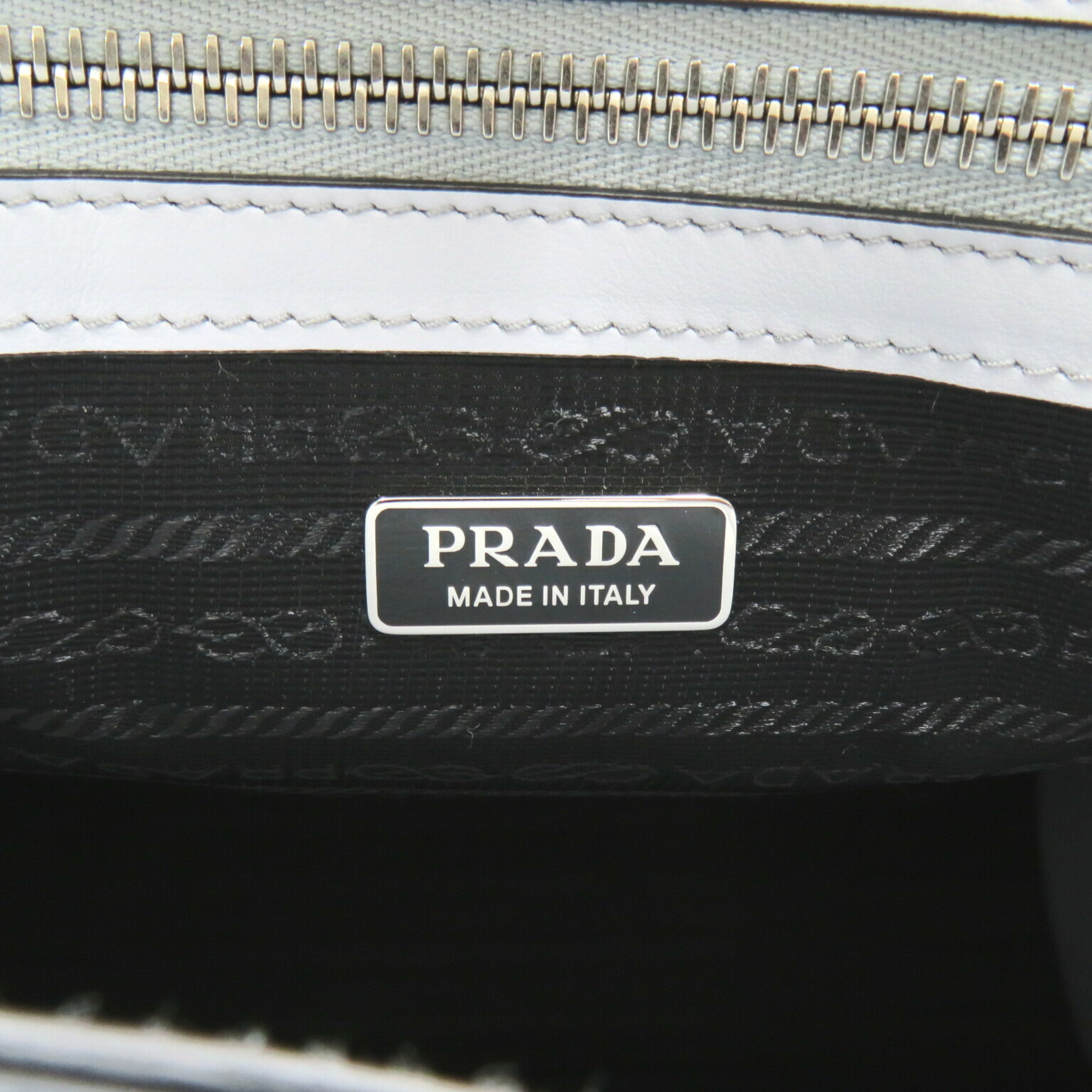 PRADA Embossed 2-Way Handbag, Bag, Calfskin (Cowhide), Women's, Blue, Light 1BA332