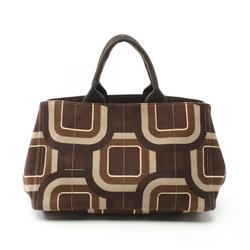 PRADA CANAPA Tote Bag Canvas Women's Brown Beige