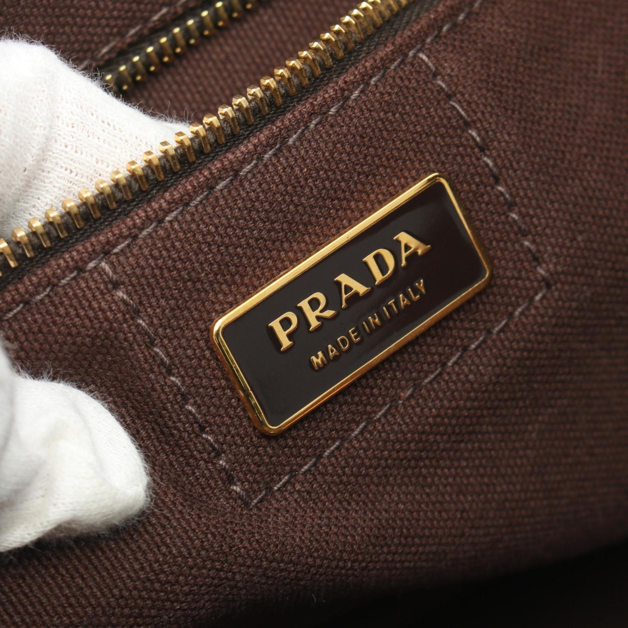 PRADA CANAPA Tote Bag Canvas Women's Brown Beige