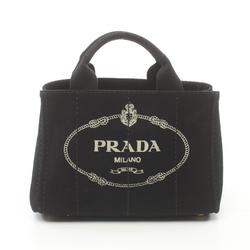 PRADA CANAPA Tote Bag Canvas Women's Black BN2439