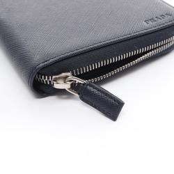 PRADA SAFFIANO 1 Round Long Wallet Saffiano Leather Men's Women's Navy 2ML220