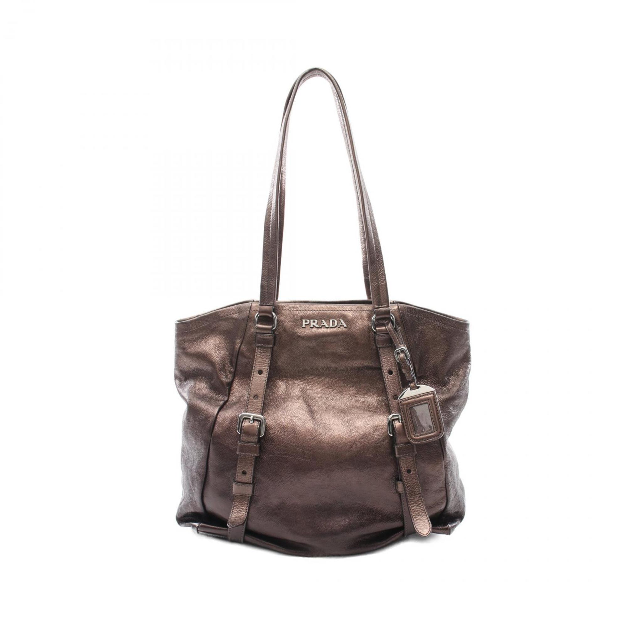 PRADA Tote Bag Leather Women's Brown