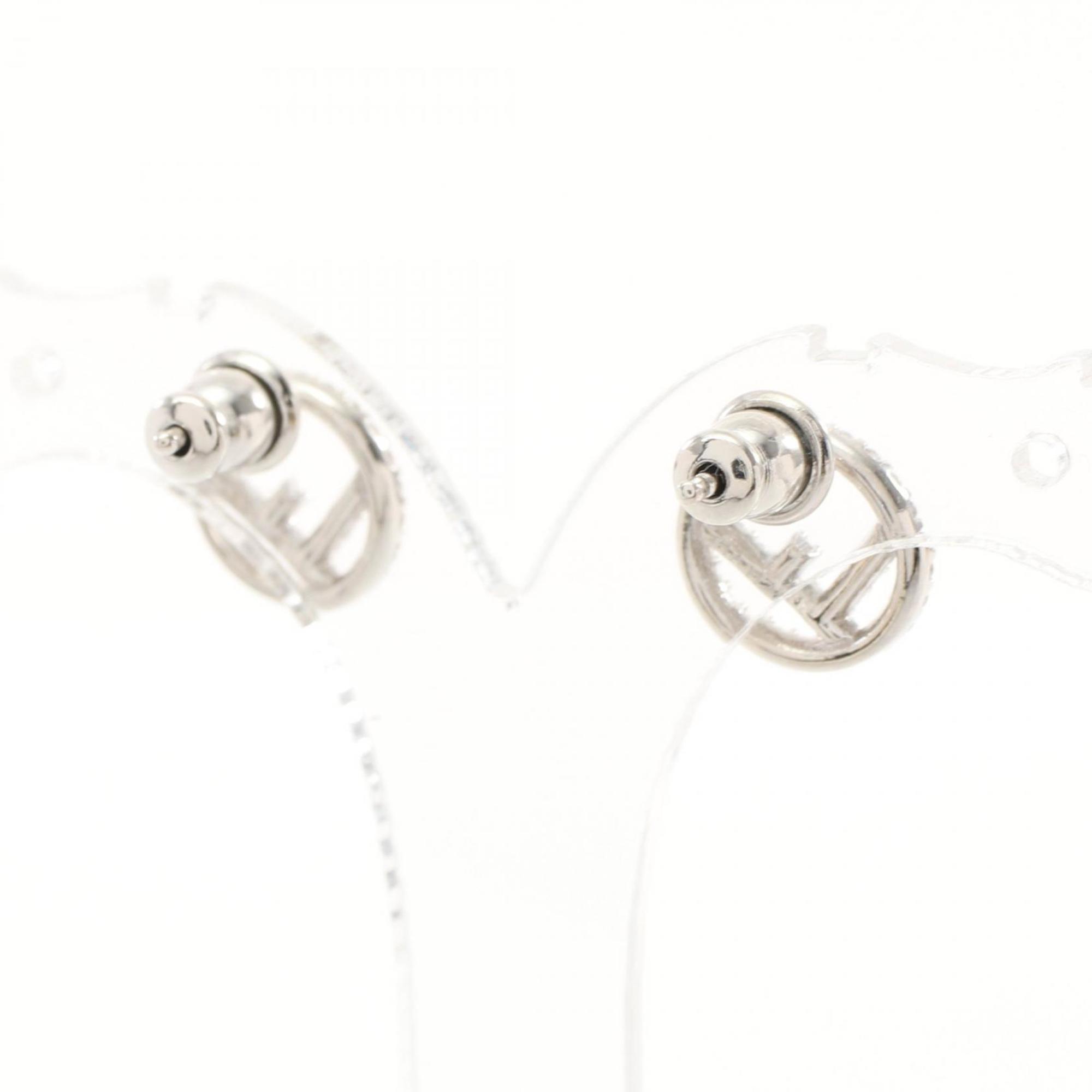 FENDI F IS Earrings Stainless Steel Rhinestones Women's Silver Clear 8AG7386DMF0GGH