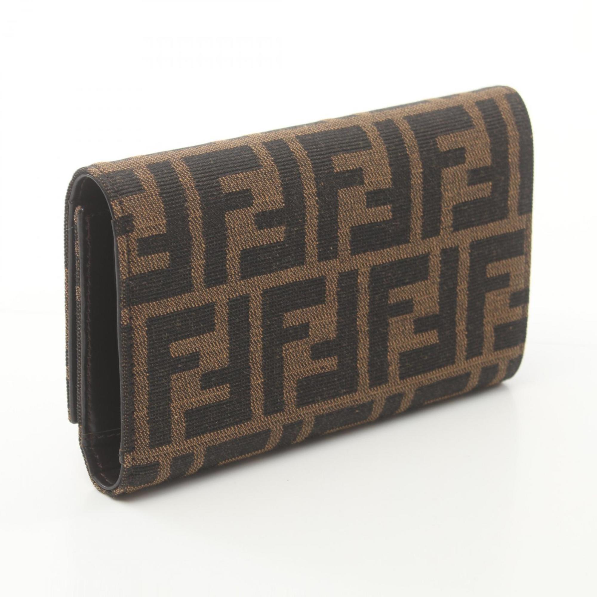 FENDI ZUCCA Tri-fold Wallet Canvas Women's Brown 8M0011