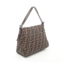 FENDI Mamma Bucket Shoulder Bag Canvas Leather Women's Brown