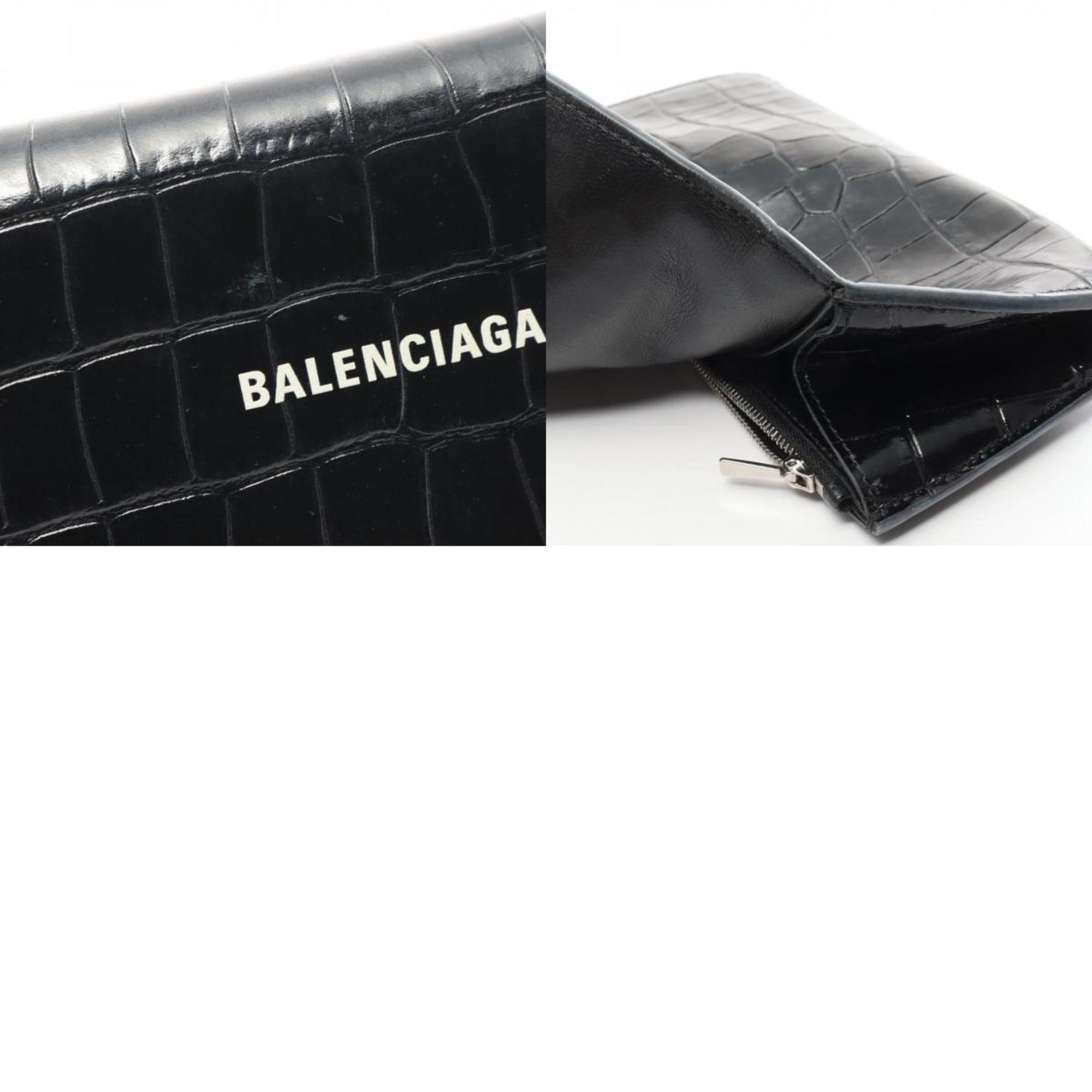 BALENCIAGA Bi-fold Wallet Leather Men's Women's Black