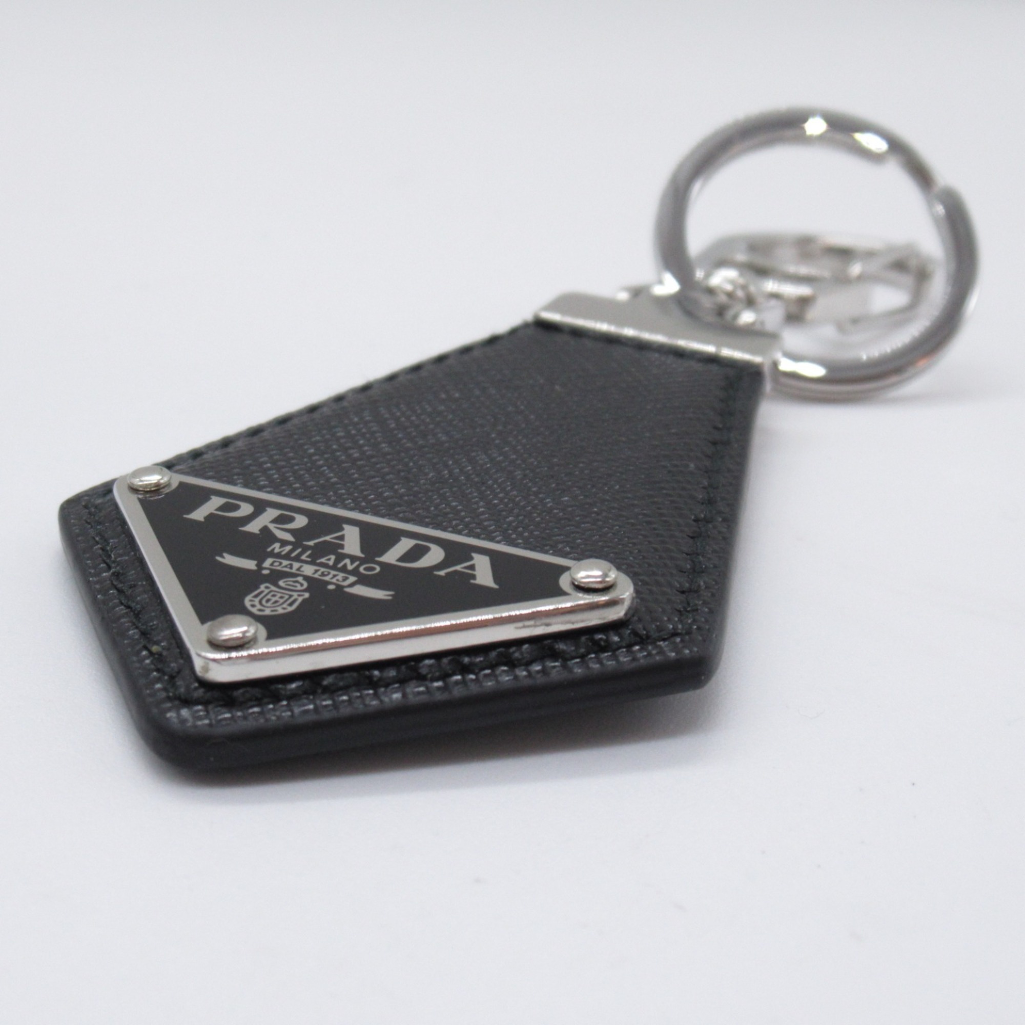 PRADA Keychain Keyring Saffiano Leather Men's Black 2PP041053F0002