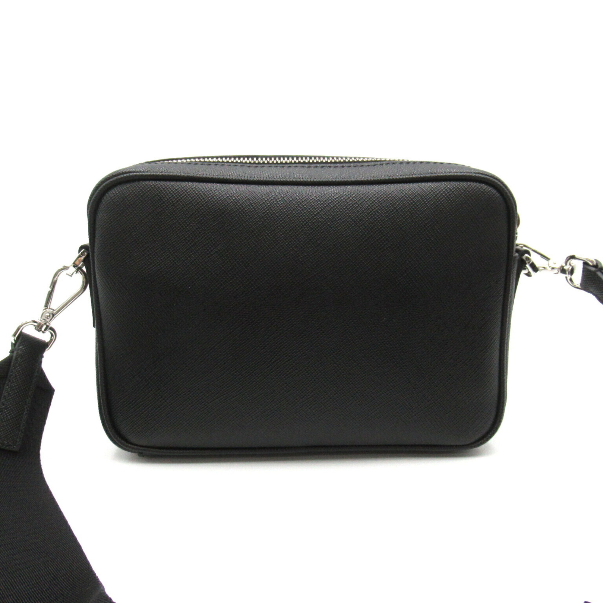 PRADA Shoulder Bag, Saffiano Leather, Men's, Women's, Black, 2VH1709Z2(OOO)F0002