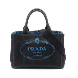 PRADA CANAPA Tote Bag Canvas Women's Black