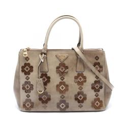 PRADA SPAZZOLATO handbag, patent leather, women's, beige, brown, B2274F