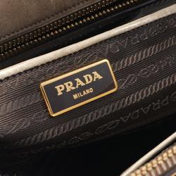 PRADA SPAZZOLATO handbag, patent leather, women's, beige, brown, B2274F