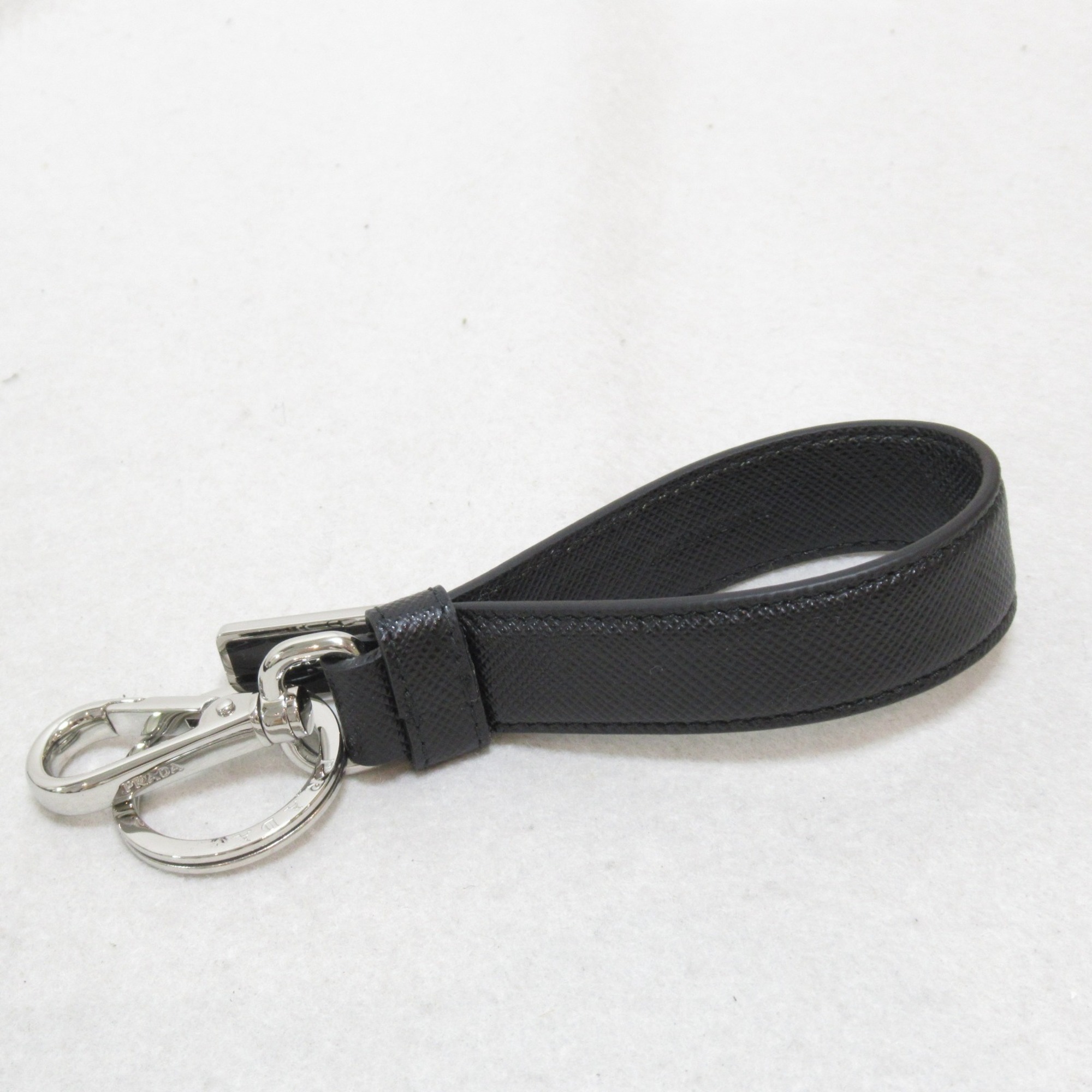 PRADA Key Ring Leather Saffiano Men's Women's Navy Nero 2PP709053F0002