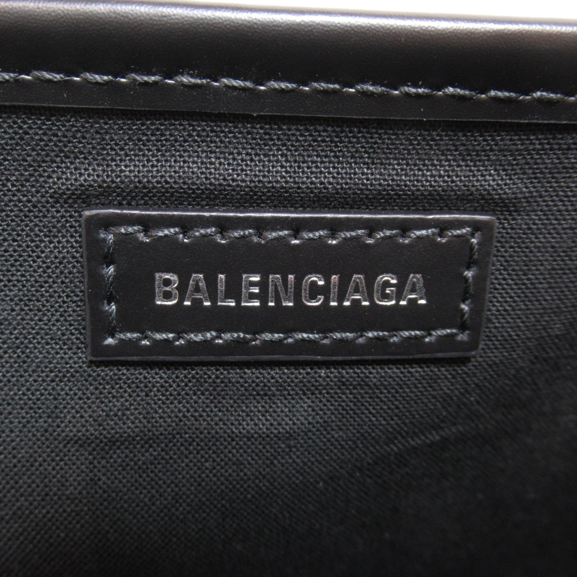 BALENCIAGA Navy Small Cabas Bag Calfskin (Cowhide) Cotton Canvas Women's Black 3399332HH3N1000