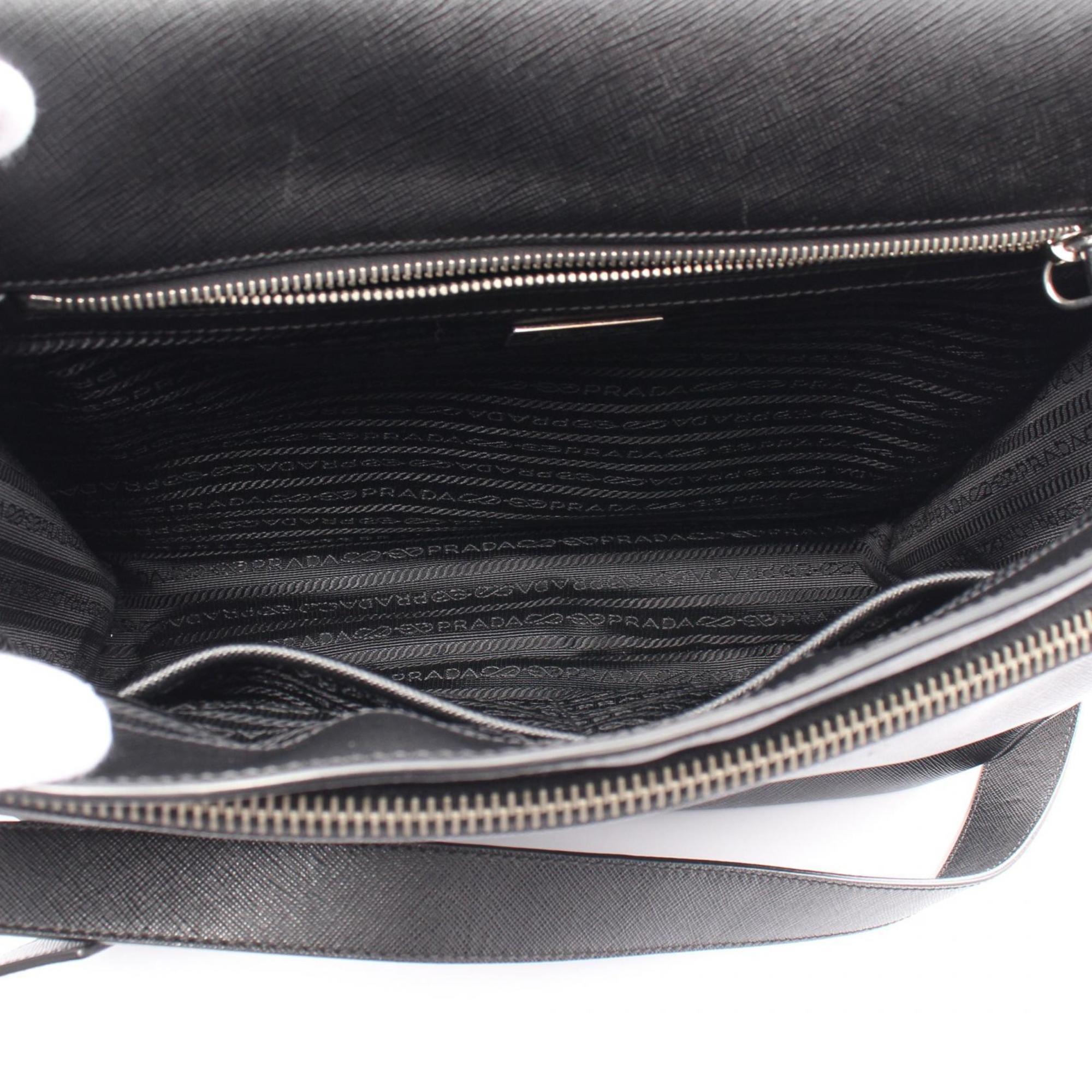 Prada SAFFIANO TRAVEL Shoulder Bag Saffiano Leather Men's Women's Black VA0982