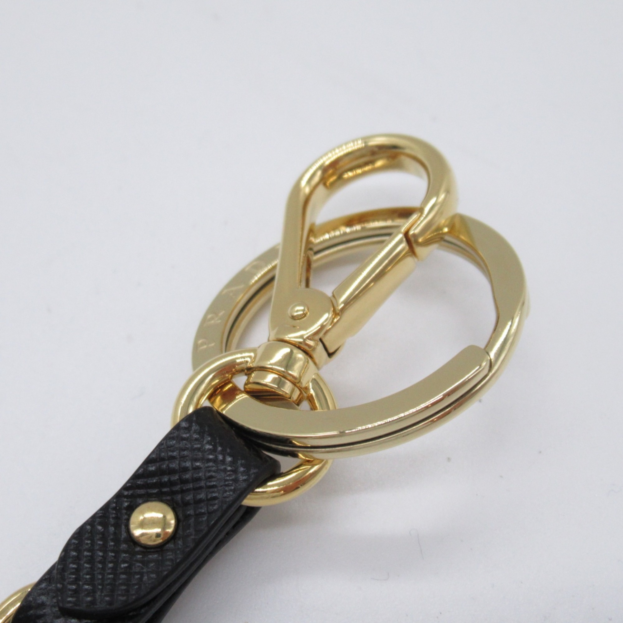 PRADA Keychain Keyring Saffiano Leather Men's Black 1PP128053F0002