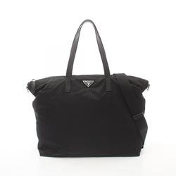 PRADA TESSUTO SAFFIAN Tote Bag Nylon Saffiano Leather Women's Black