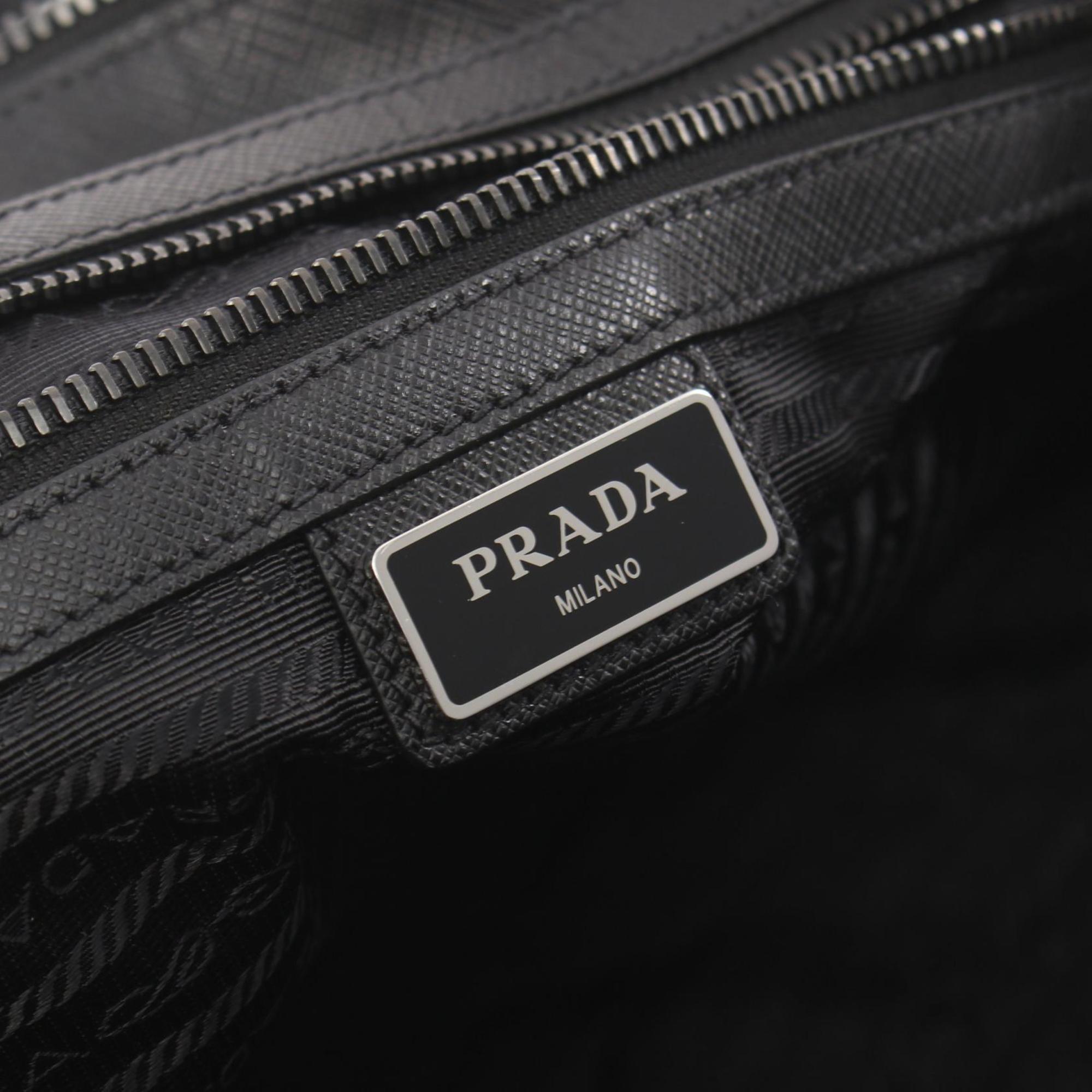 PRADA TESSUTO SAFFIAN Tote Bag Nylon Saffiano Leather Women's Black