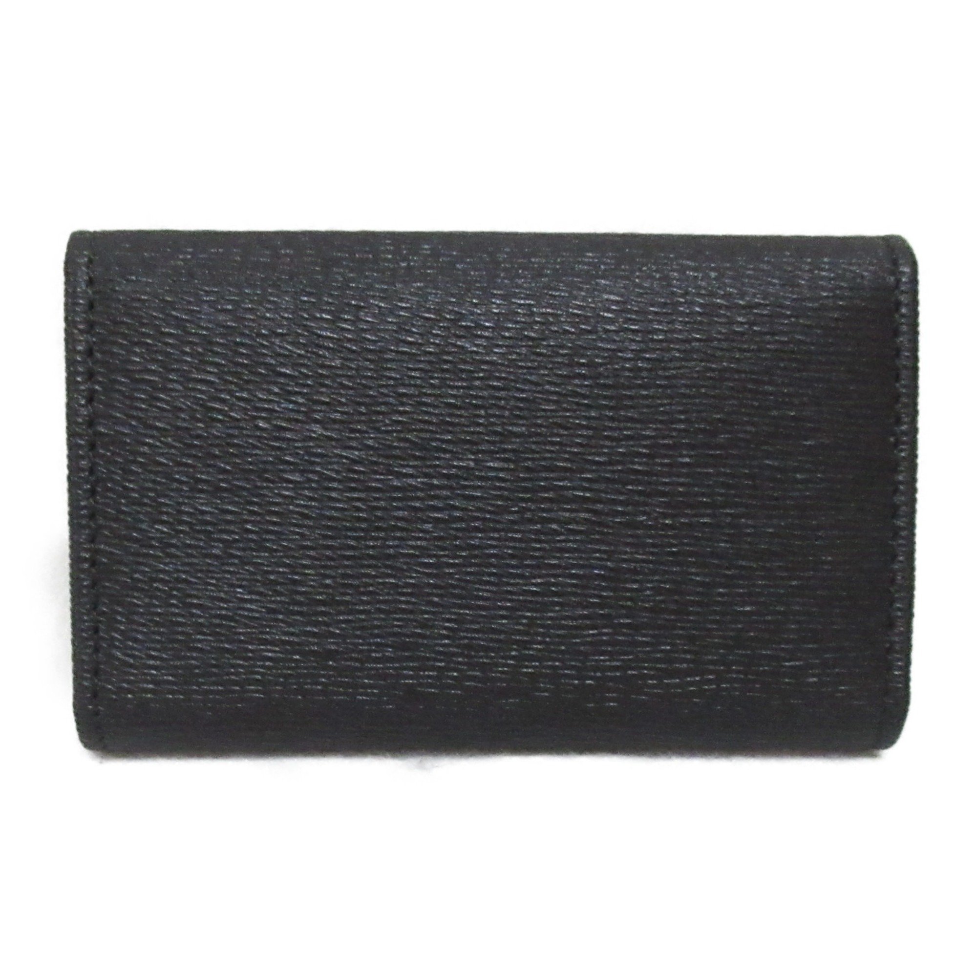 BVLGARI 6-ring key case, leather, men's, women's, black, 280887GRAIN