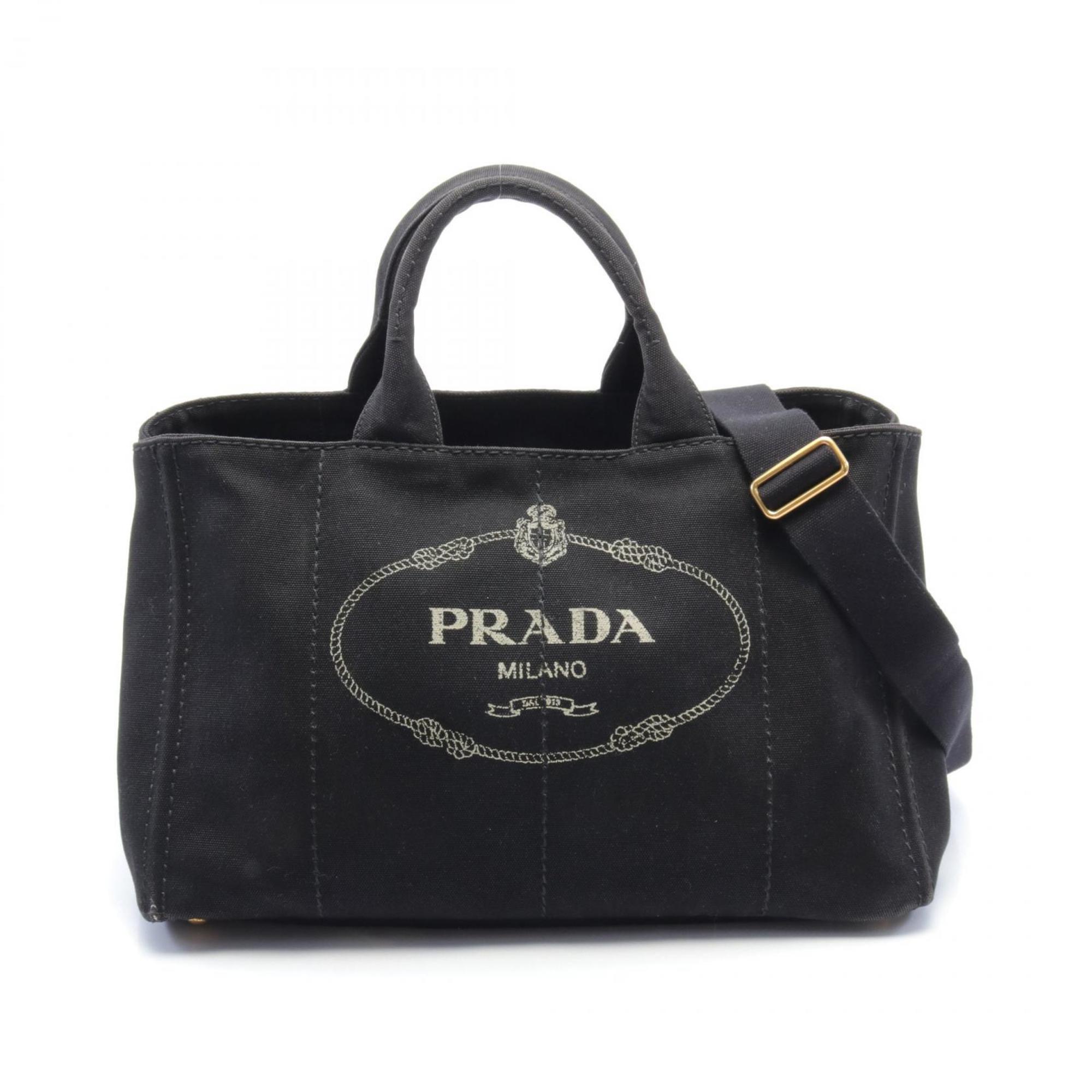 PRADA CANAPA Tote Bag Canvas Women's Black B1872G