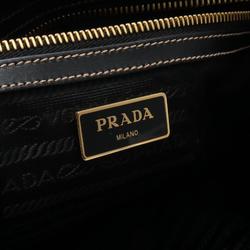 PRADA LOGO JACQUARD Jacquard Tote Bag Canvas Leather Women's Beige Brown 1BG159