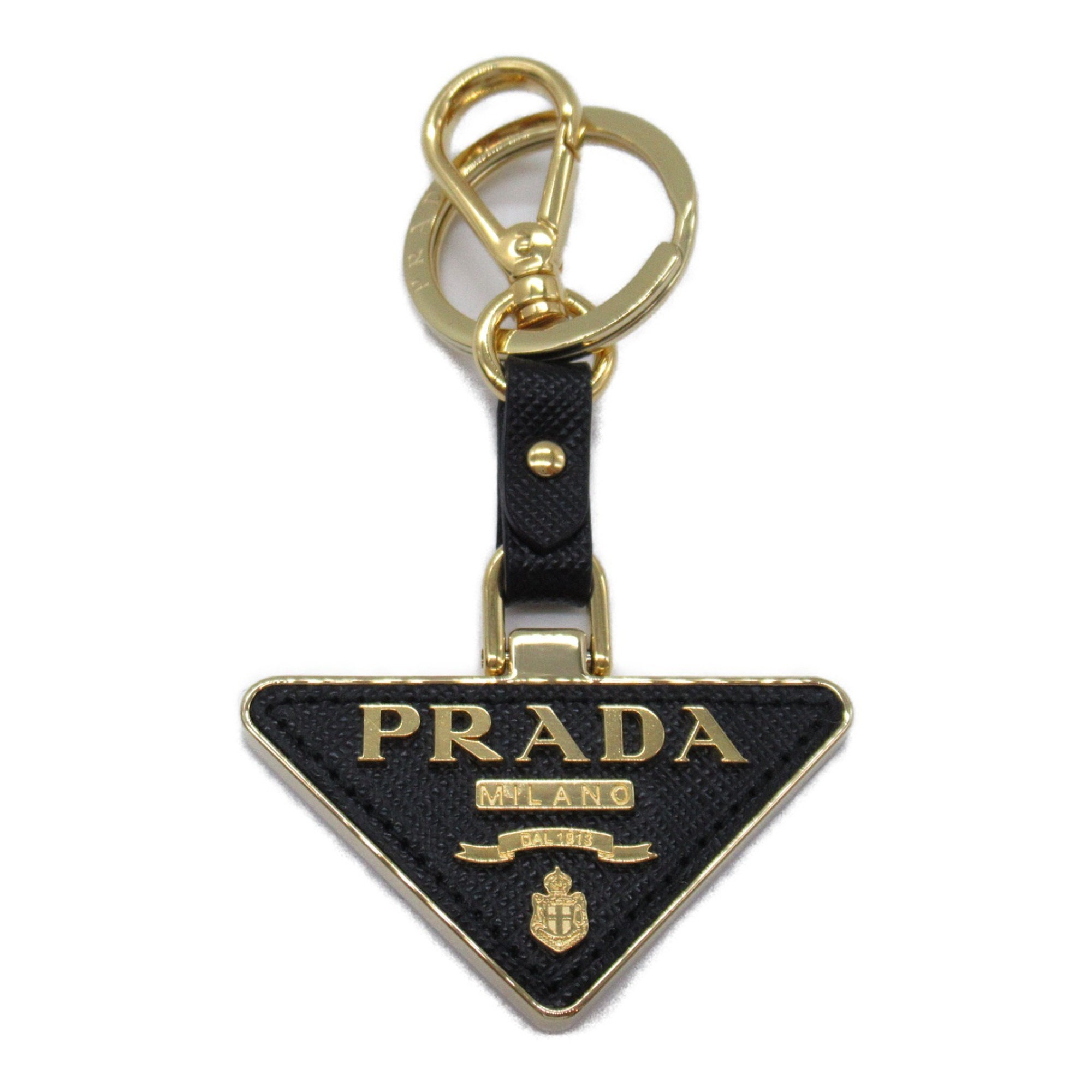 PRADA Keychain Keyring Saffiano Leather Men's Black 1PP128053F0002