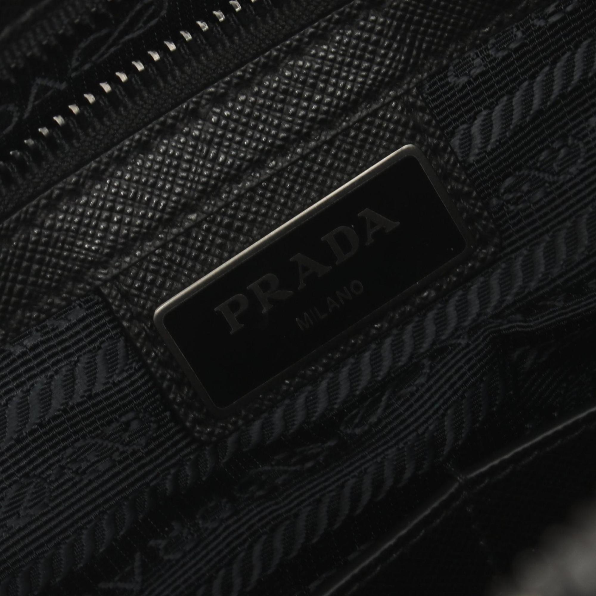 PRADA Shoulder Bag Nylon Saffiano Leather Women's Black