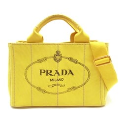 PRADA 2Way Canapa Tote Bag Canvas Women's Yellow