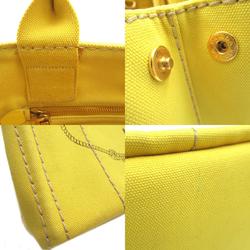 PRADA 2Way Canapa Tote Bag Canvas Women's Yellow