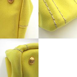 PRADA 2Way Canapa Tote Bag Canvas Women's Yellow