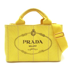 PRADA 2Way Canapa Tote Bag Canvas Women's Yellow