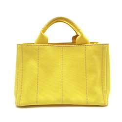 PRADA 2Way Canapa Tote Bag Canvas Women's Yellow