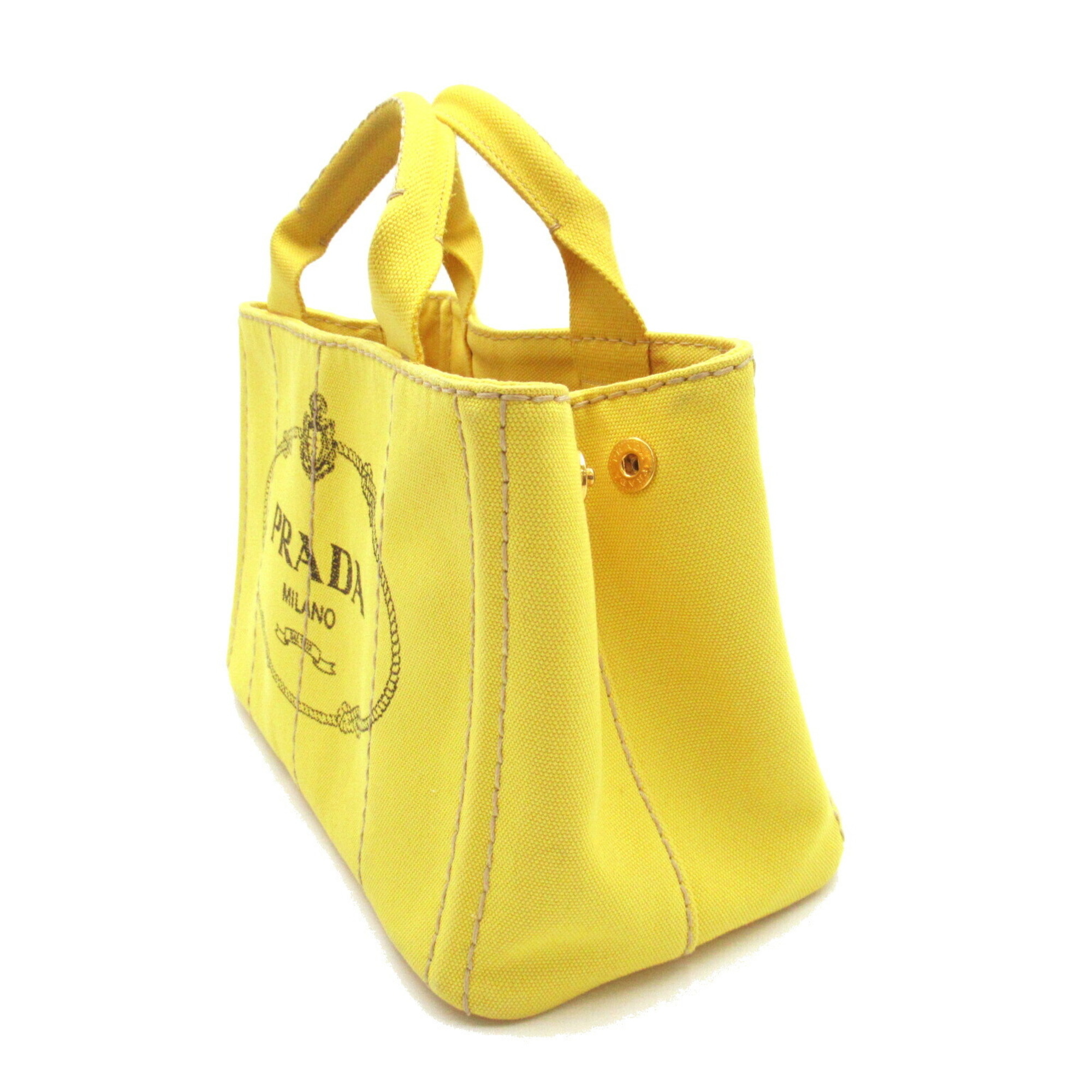 PRADA 2Way Canapa Tote Bag Canvas Women's Yellow