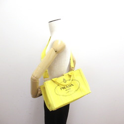 PRADA 2Way Canapa Tote Bag Canvas Women's Yellow