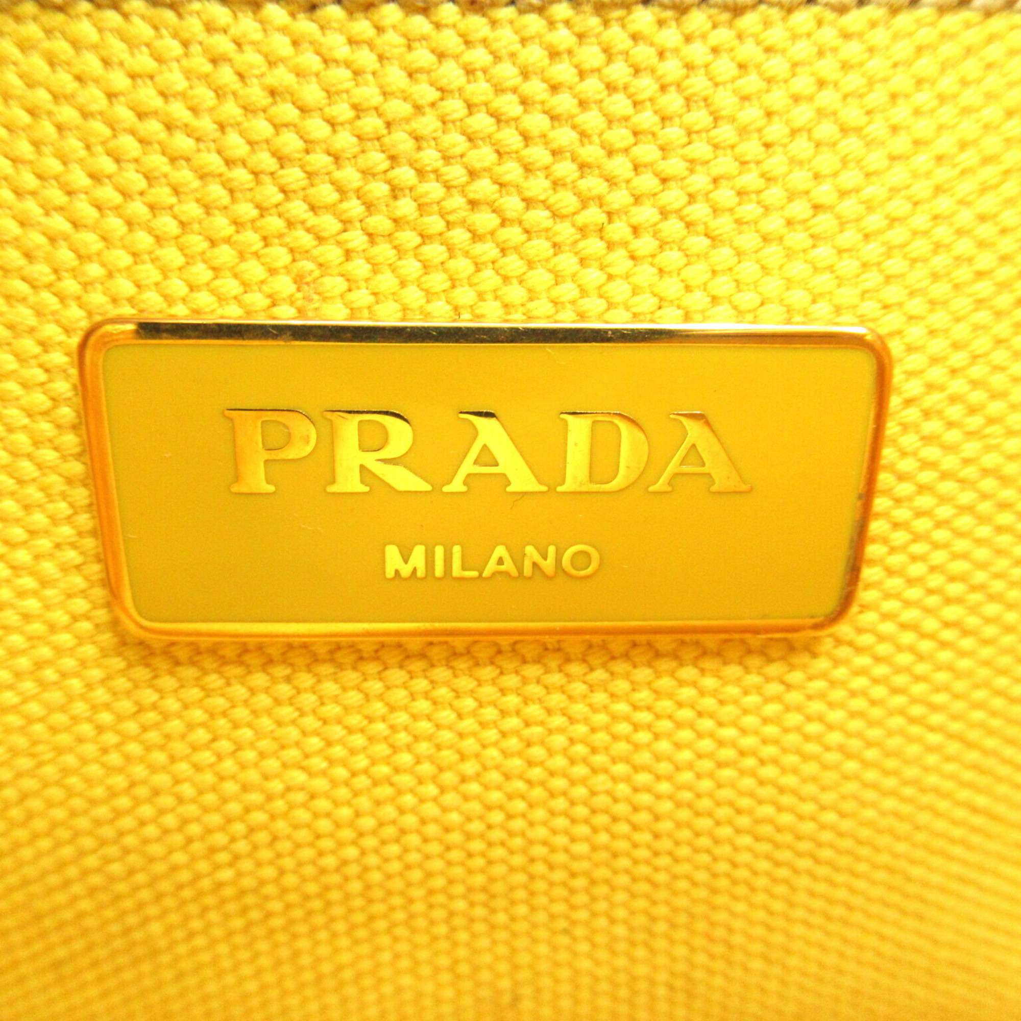 PRADA 2Way Canapa Tote Bag Canvas Women's Yellow